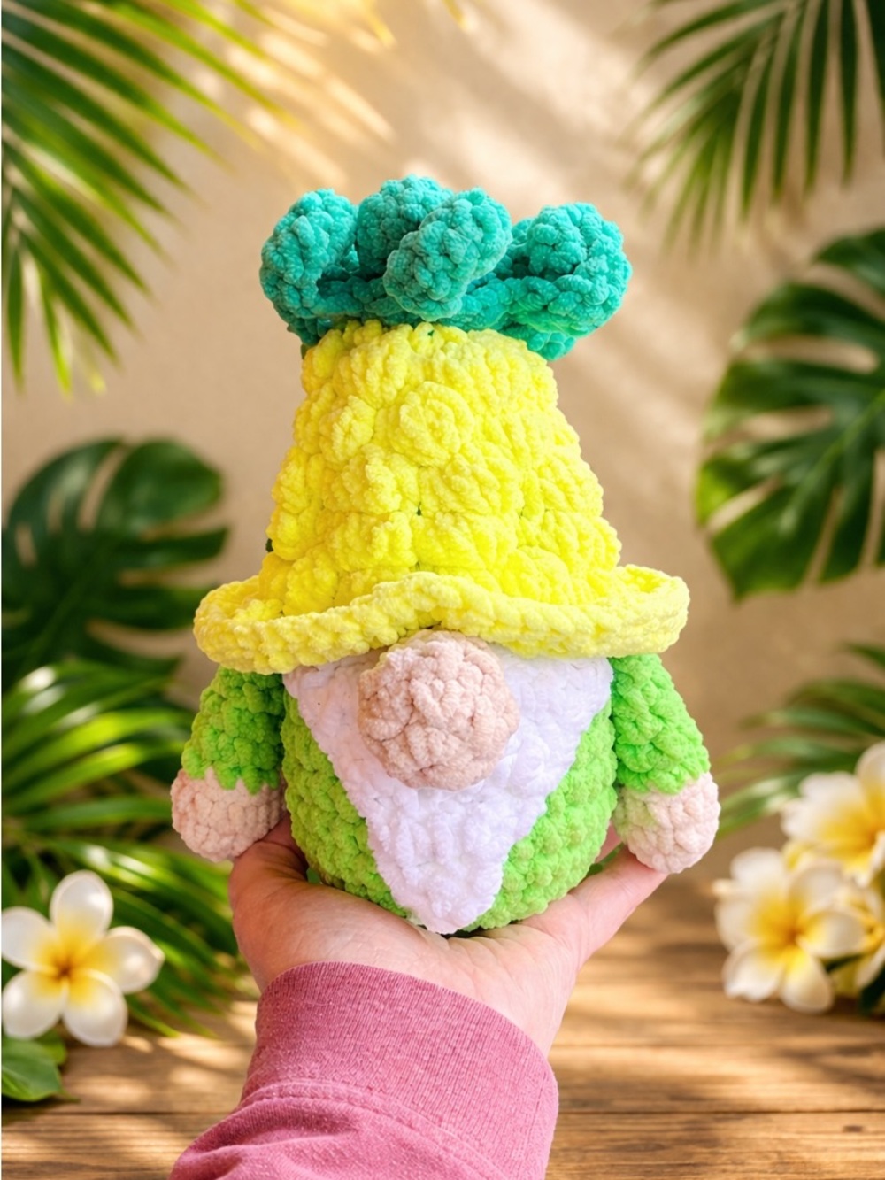 🍍Handmade crochet Pineapple Gnome plush 6”